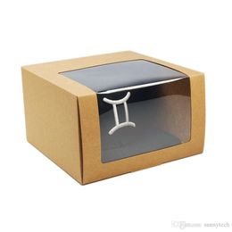 195*195*120mm kraft paper box with Transparent window hat packing box clothes gift boxes factory wholesale LX01074