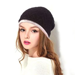 Women Keep Warm Cashmere Winter Hat For Girl Knitted Hat Beanie Gorro Wool Blend Brand Fur Pom Pom For Women