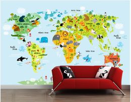 Custom photo wallpapers for walls 3d Cartoon mural 3D stereo mural cartoon world map mural for children's room background wall papers