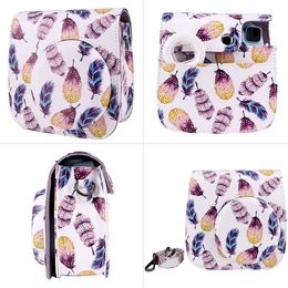 Beautiful flower printed leather bag for fujifilm instax mini 11 popular fashion designer crossbody sling camera bags