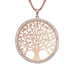 Creative Round Hollow Necklace Diamond Life Tree Necklace European and American sweater chain WY1461