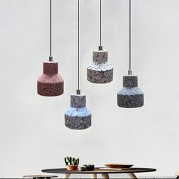 Loft industrial led single pendant lighting retro staircase dining room bar design terrazzo cement hanging lamp
