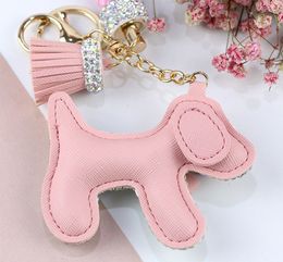 Luxury Rhinestone Dogs Keychains Cartoon Animals Dog Dolls Bag Key Rings Holder Purse Car Key Chains Gift for Women's Christm291A