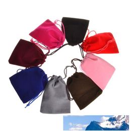 Grey Red Blue Velveteen Velvet Drawstring Gift Jewelry Packaging Bags Pouches for Christmas/Wedding Favor 50 pcs/lot 7x9cm