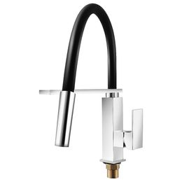 Chrome Pull Down Swivel Spout Kitchen Faucet Black Hose Vessel Sink Mixer Tap