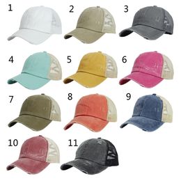 11 Colors Women Ponytail Baseball Caps Messy Bun Hats Outdoor Golf Sports Hat Washed Cotton Caps Casual Summer Sun Visor Outdoor Hat M2413