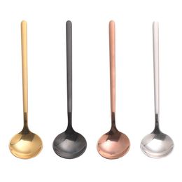 Stainless Steel Spoons 17cm Stirring Round Dessert Spoons Coffee Scoop Ice Cream Spoons Kitchen Flatware WB2296