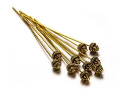 100pcs/lot 50mm alloy Flower Ball Head Pins Needles Beads Connector For DIY Earrings Jewelry Making Findings Accessories