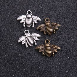 MIC 200pcs Antique silver Bronze Zinc Alloy Lovely Bee Charms Pendants DIY Jewellery For Bracelets Necklace Earrings 16x20mm