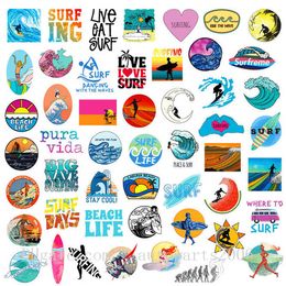 50Pcs Summer Beach Sport Surfing Stickers Decals Waterproof Car Laptop Stickers Luggage Bottle Travel Case Vinyl Decals Wholesale Lots