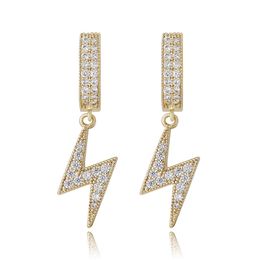 Trendy Hip Hop Earrings for Men Women Gold Silver Colour CZ Light Earings Iced Out Bling CZ Rock Punk Wedding Gift