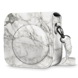 Popular fashion designer marble printed crossbody sling pu leather camera bag for Fujifilm instax mini 11