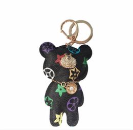 Luxury Designer Cute Bear cat Pattern Design Keychain Leather Key Chains Key Rings Keychain