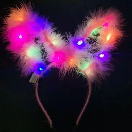 flashing New feather ears 14 lights glow year christmas plush hairband headdress LED sell cute stall night market Led Rave Toy