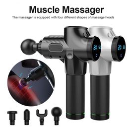 LCD Display Body Massage Gun Exercising Muscle Electric Massager Gun head Massager for Neck and Back Vibrator Slimming Shaping bvngfd