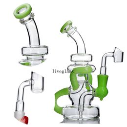 green beakers base Bongs for smoking hookahs recycler bubbler dab rig glass water pipe thick shisha chicha glass pipes with 14mm banger