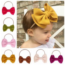 Newborn Big Bow Hairband Solid Knotted Hairband Elastic Nylon Toddler Turban Headwrap Hair Accessories 14 Colors Optional BT4006