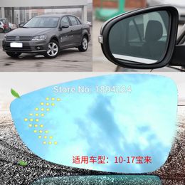 For Volkswagen Bora 2010-2017 Car Rearview Mirror Wide Angle Blue Mirror Arrow LED Turning Signal Lights