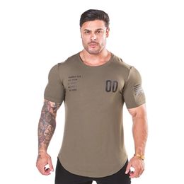 2020 Men's T-Shirts Fashion Short Sleeved Fitness Bodybuilding Shirt For Men Workout Slim Fit Cotton tee tops