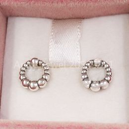 Beaded Circle Stud Earrings Authentic 925 Sterling Silver Studs Fits European Pandora Style Studs Jewelry Andy Jewel 298683C00