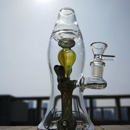 Hot Sale Heady Glass Mini Bong Lava Lamp Dab Rigs Small Oil Rigs Green Thick Glass Waterpipes Small Bong with 14mm Bowl XL-LX3