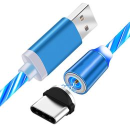 Charger Flowing Light Magnetic Micro USB High Speed Charging Line Magnet Chargers Cord