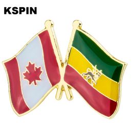 Canada Ethiopia Friendship Flag Badge Flag Brooch National Flag Lapel Pin International Travel Pins