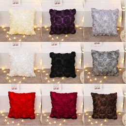 3D Rose Flower Cushion Cover 40*40cm Square Pillow Case Throw Pillows Cases Home Room Seat Pillow Cover