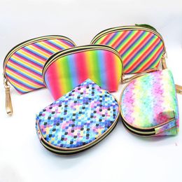 Women Fashion Handbags Mermaid Sequin Makeup Bag Reversible Double Color Glitter Cosmetic Bag Lazy Makeup Zipper Pouch Wholesale