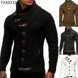 Turtleneck Sweater Men Horns Buckle Mens Knitwear Pull Homme Horns Buckle Casual Thick Solid Color Outwear Pullovers Jumper XXXL