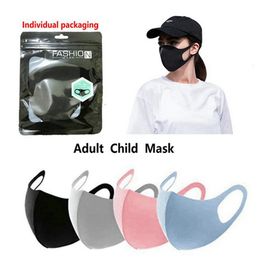 Reusable Face Mask Washable Dustproof Mouth Cover Protective Adults Kids Size Mask Anti-bacterial Ice Silk Cotton Anti Dust Masks 800pcs