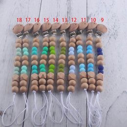 New arrived Baby Wood Bead Pacifier Chain Clips with Cover Foreign Trade Hot Sale Hand Made Natural Infant Gracious Pacifier Holder