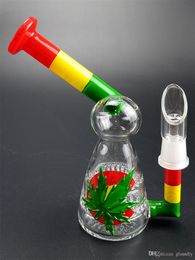 Colorful Double Honeycomb Recycler Glass Bong Water Pipe Hookahs Beaker 16CM Thick Build Unique Dab Rigs with 14MM Joint