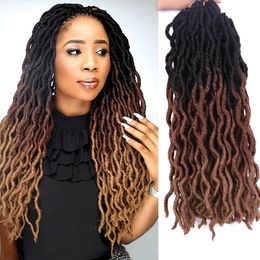 Ombre Goddess Gypsy locs Crochet Hair 18 inches Synthetic Braiding Hair Extensions Soft Dreads Dreadlocks Hair for women US EU UK GB AU