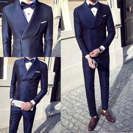 Formal Mens Groom Tuxedos Suits Double Breasted Wedding Men's Suits Shawl Lapel Fit Best Man Suit Custom Made Two Piece