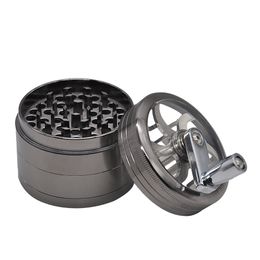 HONEYPUFF Zinc Alloy Herb Grinder 63mm 4 Layers Hand Crank Metal Grinder Smoking Spice Herb Crusher for Smoking