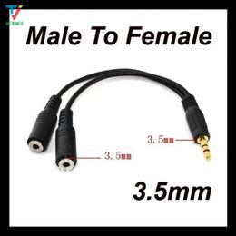 300pcs/lot 1 Male To 2 Female 3.5mm AUX Audio Y Splitter Cable High Quality Earphone Headphone Adapter