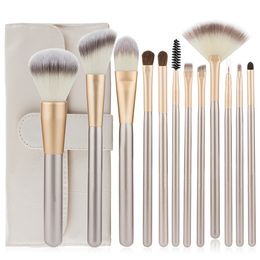 12pcs Foundation Makeup Brush Sets Eye Blush Eyelash Make Up Brushes Set brocha de maquillaje PU Bag Packing