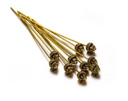 100pcs 50mm plated gold Flower Head Pins for Jewellery Making Diy Beads Ball Pins Needles Findings Women Jewellery Accessories