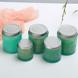 wholesale 80g 120g 200g green large mouth glass empty jar for scented candle DIY handmade candle