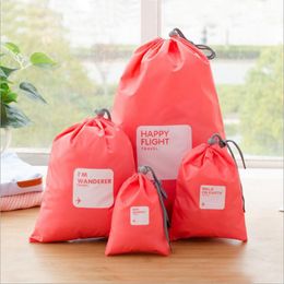 4pcs per set waterproof travel organizer drawstring bag packaging home closet storage bags nylon eco friendly