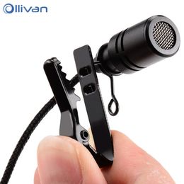 Ollivan Omnidirectional Metal Microphone 3.5mm Jack Lavalier Tie Clip Microphone Mini Audio Mic for Computer Laptop Mobile Phone