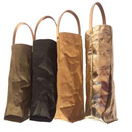 20pcs Nordic Style Wine Bag Reusable Washed Kraft Paper Wine Bags Bottle Carrier Washable Kraft Storage Bags