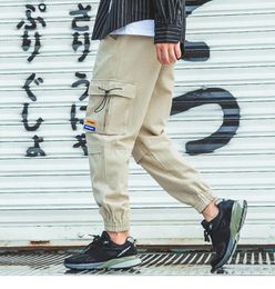 Januarysnow Men Joggers Streetwear Cargo Pants Hip Hip Harajuku Harem Pants Autumn Casual Tactical Pants Pockets Track Trousers Cotton