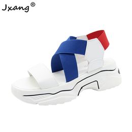 JXANG Neue 2020 Sommer frauen Sandalen High Heels Casual Sandalen Für Frauen Strand Sandale Keil Plattform Weiß mujer Alias Y200620