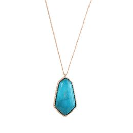 Fashion Blue Turquoise Natural Stone Pendant necklace gold plated long chain Necklaces for women Jewellery