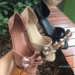 Hot Sale- Women Jelly Shoes Bow Jelly Slippers Ladies Sandals Melissa Adult Slippers Women Beach Shoes