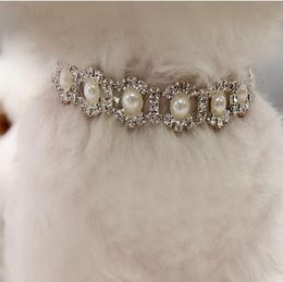 -Collier bling strass perle collier de chien en alliage diamant Puppy Pet Colliers Laisses pour petits chiens de compagnie Accessoires pour chiens gratuit SHIP