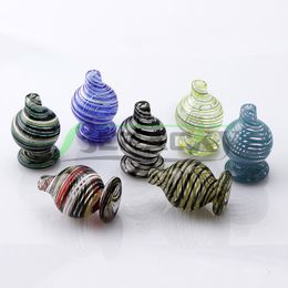 Beracky 25mmOD Striped Glass Bubble Carb Cap Colour Carb Caps Bubble Caps Heady Glass Caps For Quartz Banger Nails Glass Water Bongs Pipes