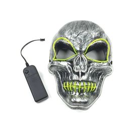 Halloween LED Luminous Horror EL Wire Light Up Costume Skull Mask Holiday Ball Party Decor